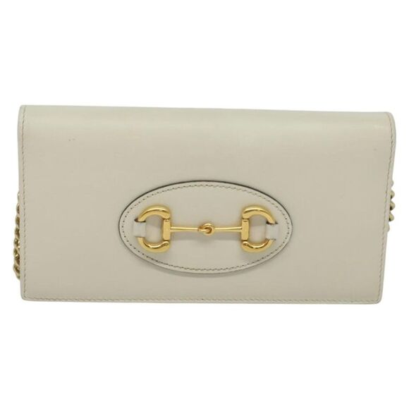 Gucci Horsebit White Leather Clutch Bag (Pre-Owned) - Picture 1 of 16